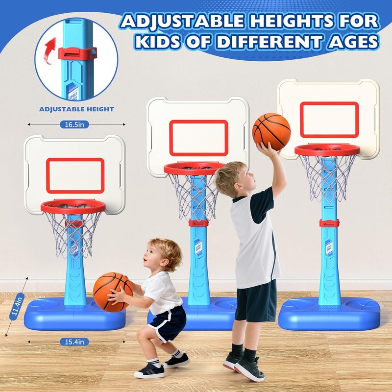 ShyLizard Toddler Basketball Hoop Indoor for Age 1 2 3, Adjustable Kids Basketball Hoop, Mini Basketball Hoop with 3 Balls for Outdoor Poolside, Christmas Birthday Sport Toys Gifts for Baby Boys Girls Age 1-3 - Image 3